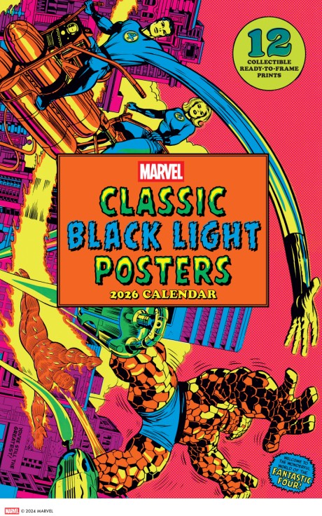 Cover image for Marvel Classic Black Light 2026 Poster Calendar with 12 Frameable Prints