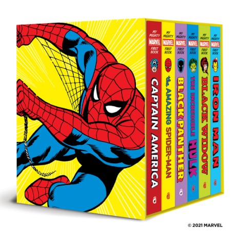 Cover image for My Mighty Marvel First Book Collection: 6 Board Books Captain America, Spider-Man, Black Widow, Black Panther, the Hulk, and Iron Man!