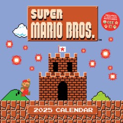 Cover image for Super Mario Bros. 8-Bit Retro 2025 Wall Calendar + Bonus Die-cut Notecards